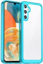 Mobigear Hoesje geschikt voor Samsung Galaxy A54 Telefoonhoesje Hardcase | Mobigear Crystal Backcover | Galaxy A54 Case | Back Cover - Transparant / Turquoise