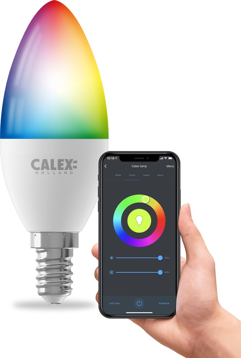 Bol.com Calex Smart LED Lamp - Slimme Verlichting - E14 - Wifi Bulb - Dimbaar - RGB en Wit licht - 4.9W aanbieding
