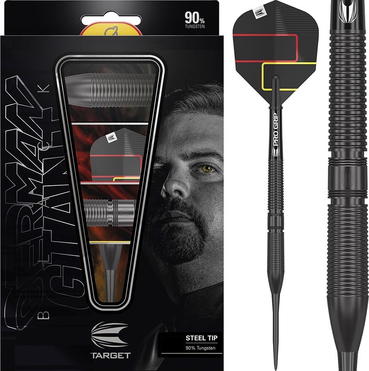 Target Darts Gabriel Clemens Black Edition 90% Tungsten Steel Tip Darts, 21G | Tungsten Dart Set, Player Edition Steel Point Darts, Steel Tip Dart Set, Professionele Darts Set