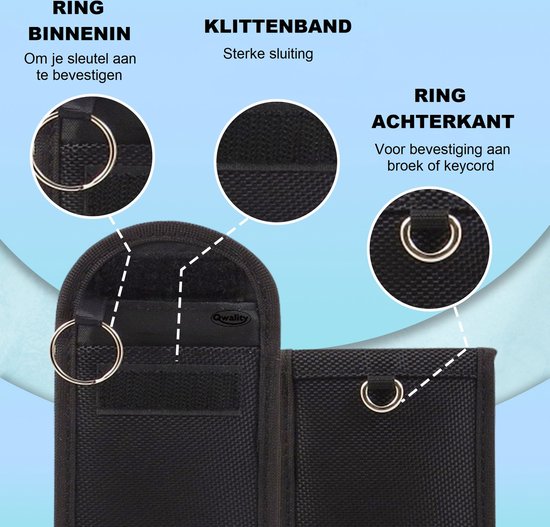 Faraday Kooi Hoesje (2 PACK) + 2X RFID kaarthouders - Autosleutel RFID Antidiefstal - Keyless Entry Hoesje - Beschermhoes Autosleutel - Qwality®