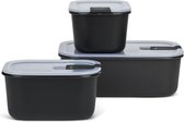 Mepal - EasyClip Fresh Box Set de 3 bols avec couvercle et fermeture à clic - Convient pour le micro-ondes, le four vapeur, le koelkast et le congélateur - Hermétique et étanche - (2x450 + 1000 ml) - Nordic Black