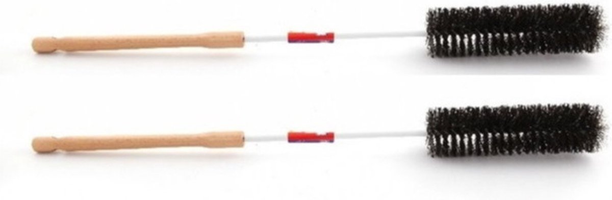 Goedkoopste 2x Radiatorwisser / radiatorborstels met houten handvat 65 cm - Schoonmaakborstel verwarming