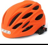 Fietshelm - Met voor- en achterlicht-Skatehelm - Maat-L 58-61cm-Helm Mat-Oranje - LED Verlichting