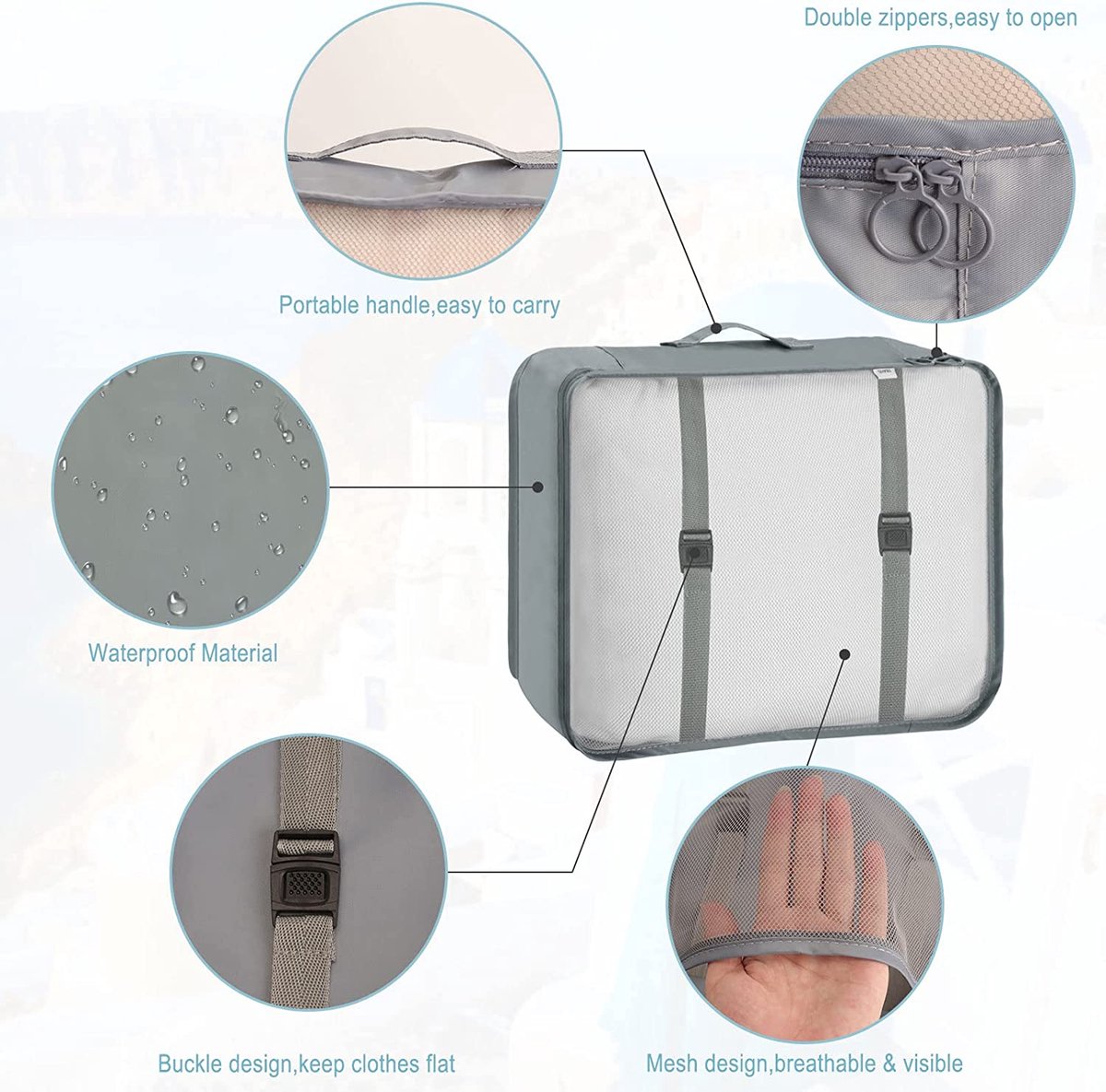 SUITSUIT Packing Cubes Fab Seventies 66 Cm. - Set Van 3 Antique White Wit 8718546629389