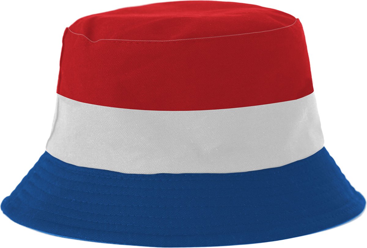 Bucket Hat - Vissershoedje - Hoedje - Heren - Dames - Nederlandse vlag - Koningsdag - Holland - Festival accessoires - Reversible - 58 cm - Merkloos