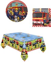 Brandweerman Sam - Feestpakket - Feestartikelen - Kinderfeest - 8 Kinderen - Tafelkleed - Servetten - Bordjes.