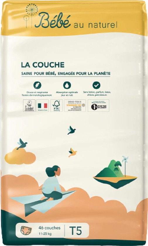Bébé au Naturel Eco Pack Luiers Maat 5 / 1125 kg / 46 luiers Biologisch Duurzaam