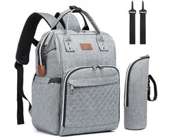 Product: Miss Lulu Luiertas Rugzak - Inclusief Buggy en Kinderwagen Haken - Grijs (E6705 GY), van het merk 
