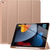 Geschikt Voor iPad 9/8/7 Hoes - 9e/8e/7e Generatie - 2021/2020/2019 - 10.2 Inch - Solidenz Trifold Bookcase - Cover - Case Met Autowake - Hoesje Met Pencil Houder - A2757 - A2777 - A2696 - Rosegoud
