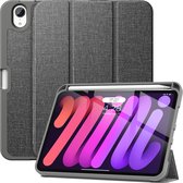 Geschikt Voor iPad Mini 6 Hoes - Mini 2021 Hoes - Solidenz Trifold Bookcase - Mini 6 Cover - Mini 6 Case - Smart Case Cover - 6e Generatie - Shockproof - Met Autowake - Met Standaard - Hoesje Met Pencil Houder - Grijs