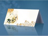 Tafel naamkaartje bruilofts receptie met witte rozen, ringen en versieringen - 25 stuks