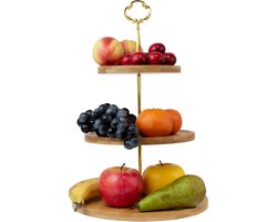 Nimma® Etagere - 3 Laags Serveertoren - Taartplateau voor High Tea - Fruitschaal - Bamboe Hout