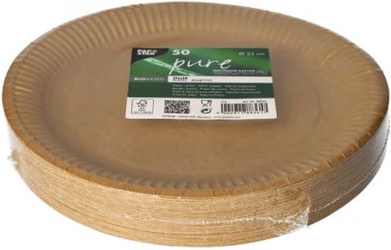 100 kartonnen borden 23cm + 100 kartonnen bekers 240ml-Wegwerp servies - Feest/verjaardag/BBQ/Picknick bordjes - set bio/eco/milieubewuste keuze / Biologisch afbreekbaar- Duurzaam - Milieuvriendelijk van ArtiCasa — afbeelding 4