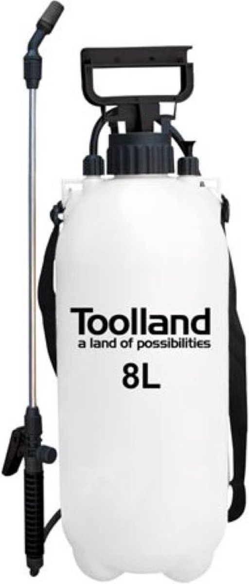 Toolland Drukspuit, Sproeilans, Regelbare Sproeikop, 8 L, Wit