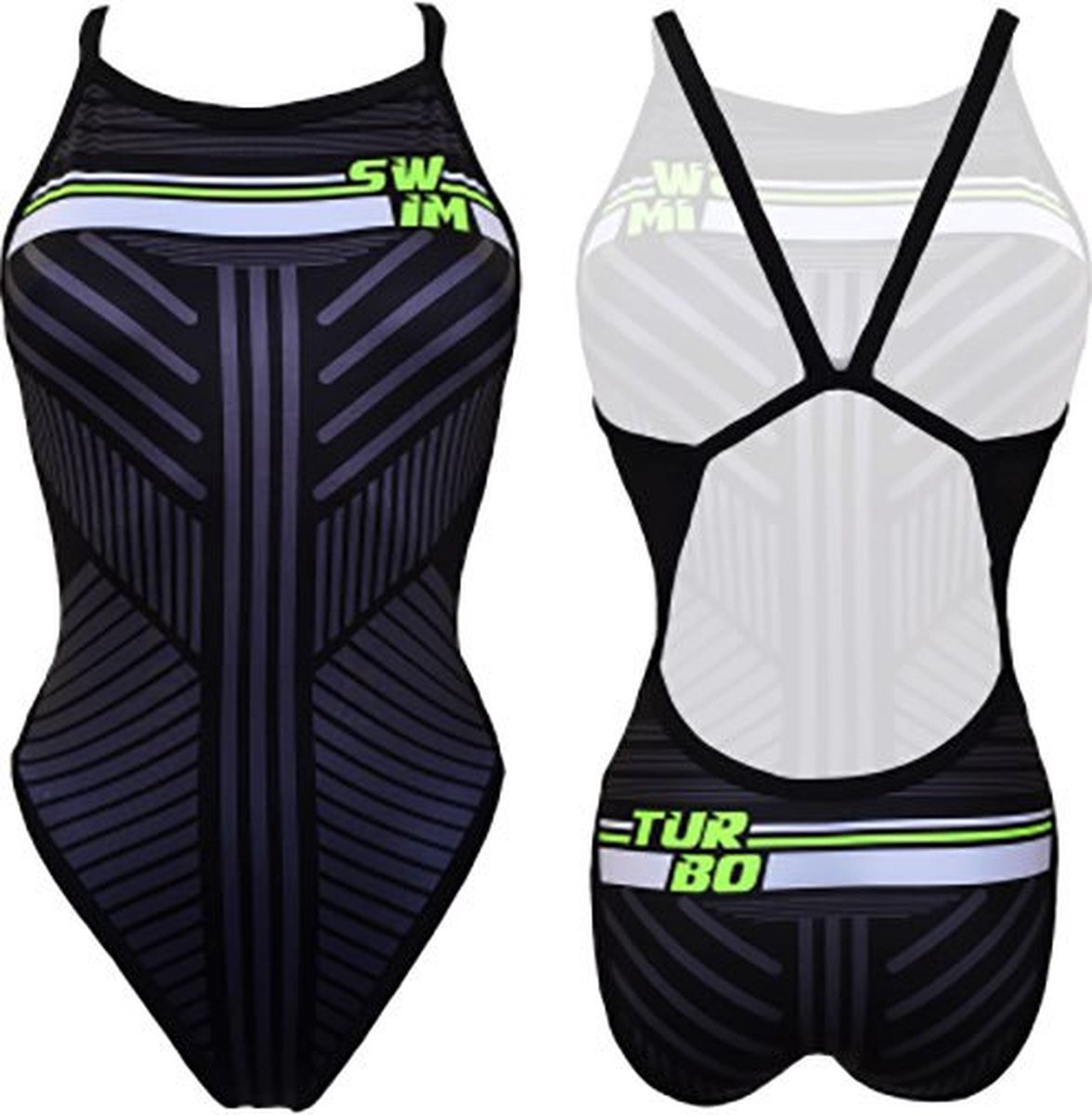 Turbo Revolution Lines Zwemkleding Zwart S Vrouw Black