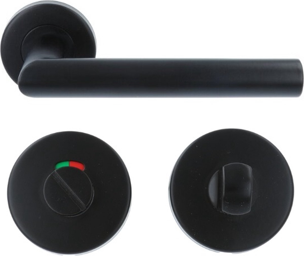 ODShop deurkruk Modern haaks op rond rozet mat zwart + toiletsluiting