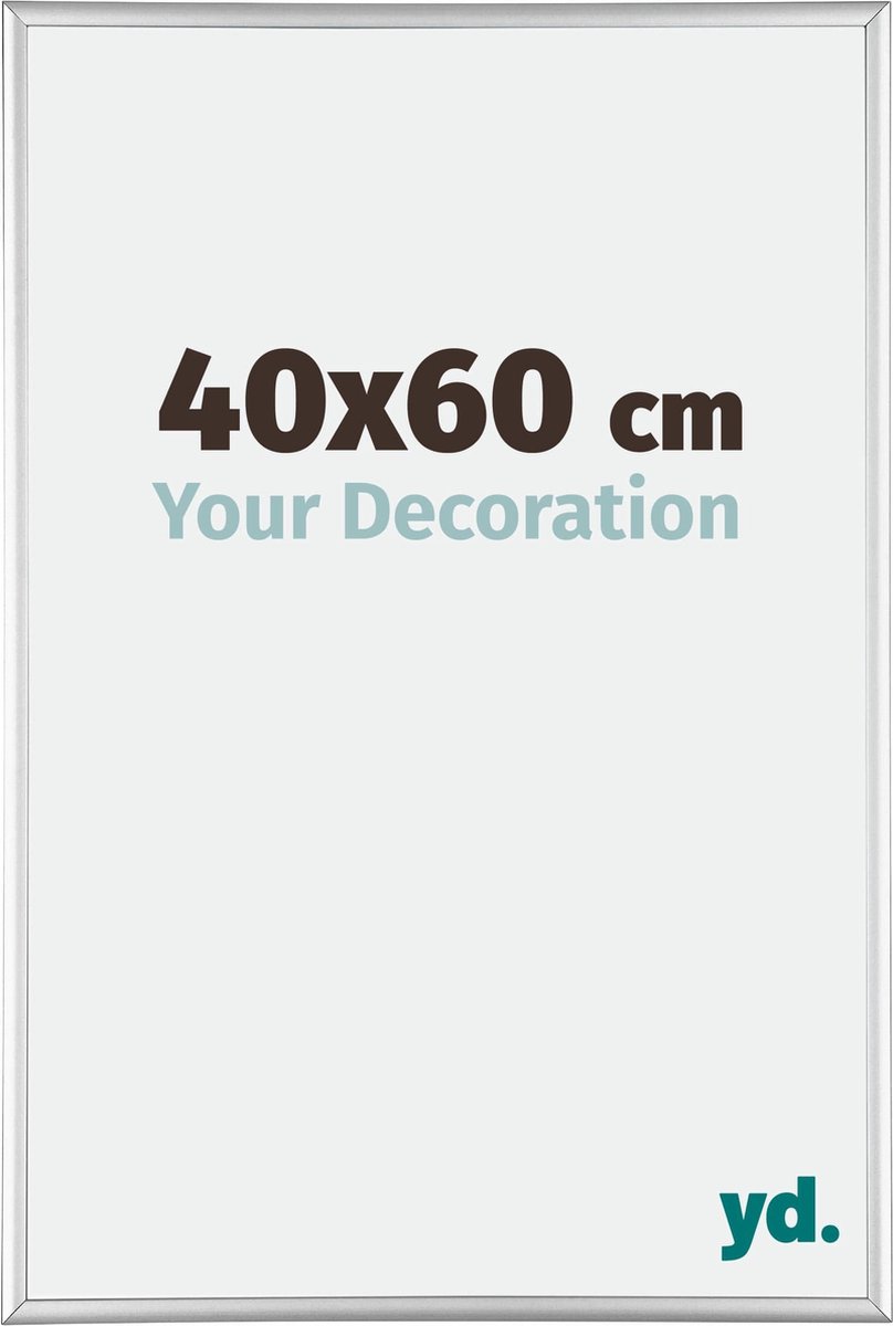 Your Decoration - Fotolijst 40x60 cm - Aluminium - Zilver Hoogglans - Kent