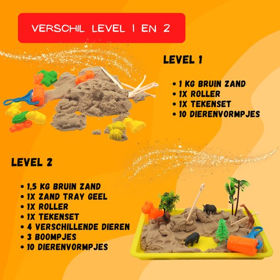 Sand mania® - Kinetisch zand - Safari level 2 box - Magic sand - Speelzand - Magisch zand - 1,5 kg bruin zand - Montessori speelgoed