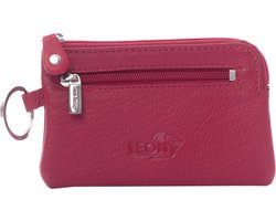 LeonDesign - Sleuteletui Rood - Compact en stijlvol - Sleuteletui met rits - 100% leer - Ontworpen in Nederland