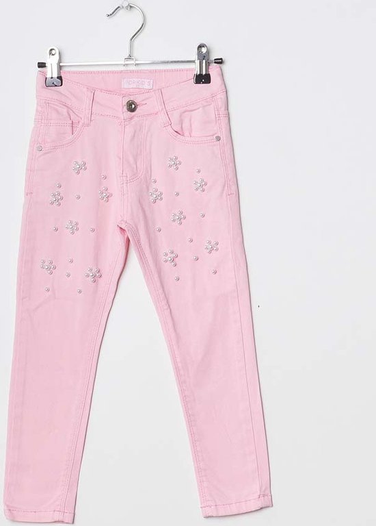 Roze jeans broek met parels voor meisjes - 6 jaar | bol.