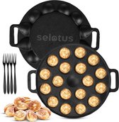 Selotus® - poêle à poffertjes - machine à poffertjes - induction - y compris 8 fourchettes gratuites - 19 poffertjes