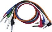 DAP Patch kabel, mono, rechte + haakse connectoren, set van 6 kleuren, 90 cm