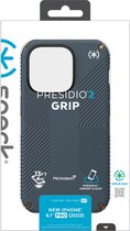 Speck hoesje geschikt voor Apple iPhone 14 Pro - Ultieme Bescherming en Grip - Luxe Soft-touch Afwerking - Valbescherming gecertificeerd tot 4 meter - Microban Antibacterieel - Presidio2 Grip lijn - Grijs