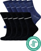 SQQUADD® Bamboe Sokken Dames en Heren - Unisex 10-pack - Maat 35-38 - Naadloos en Duurzaam - Tegen Zweetvoeten - Bamboo - Zwart/Blauw
