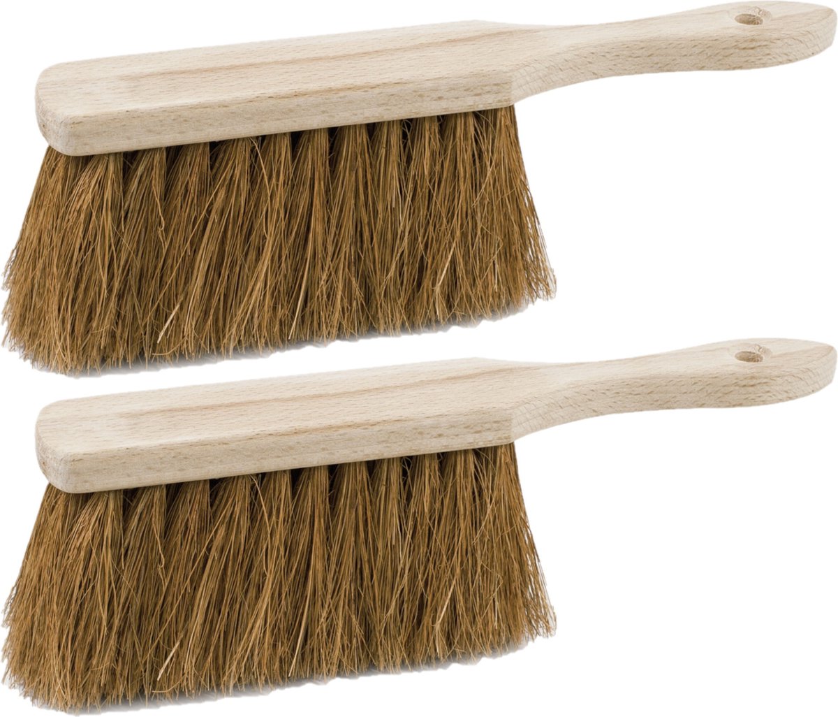 Goedkoopste Sorex Houten stoffer - 2x stuks - 28 cm - met kokosvezel - extra vol - voor binnen en buiten - handveger