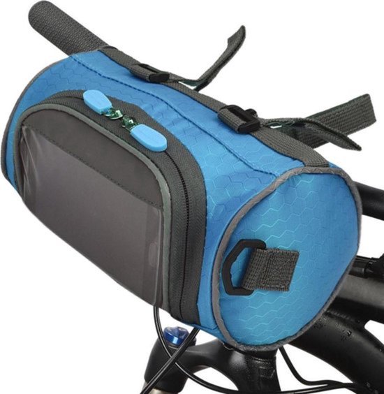 New Age Devi - tot 6.2 inch, veilig en waterdicht opbergen. De blauwe kleur maakt deze tas een echte eye-catcher! "Een stijlvolle blauwe fietstas voor aan het stuur: Met een waterdichte smartphone houder tot 6.2 inch!"