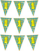 Paperdreams verjaardag 1 jaar thema vlaggetjes - 3x - feestversiering - 10m - folie - dubbelzijdig