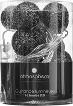 Atmosphera Lichtslinger - 16 verlichte balletjes/bollen 35 mm - zwart - 255 cm - batterijen