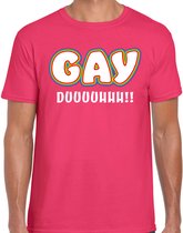 Bellatio Decorations Gay Pride shirt - gay duuhhhh - regenboog - heren - roze M