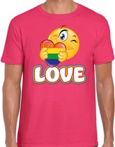 Bellatio Decorations Gay Pride shirt - love - regenboog - heren - roze M
