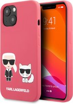 Karl Lagerfeld iPhone 13 Hoesje - Roze Silicone Back Cover - Bescherm je Telefoon!