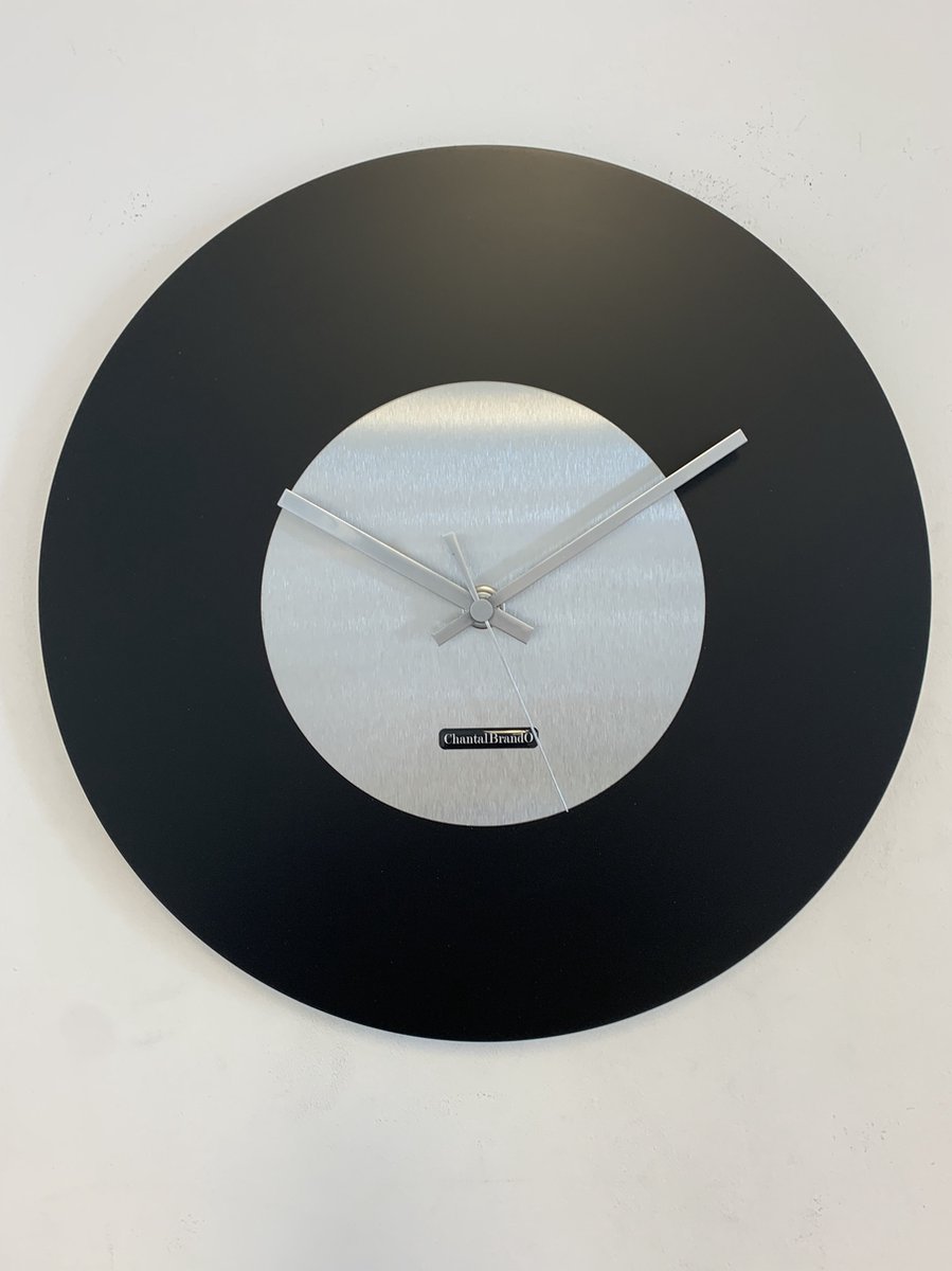 Wandklok ChantalBrandO MISTRAL BLACK & SILVER -- MODERN DESIGN --