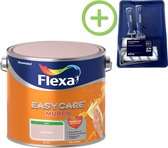 Flexa Easycare - Muurverf Mat - Oudroze - Roze - 2,5 liter + Flexa muurverf roller - 5 delig