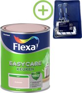 Flexa Easycare - Muurverf Mat - Keuken - Oudroze - 1 liter + Flexa muurverf roller - 5 delig