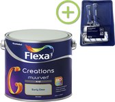 Flexa Creations - Muurverf Krijt - Early Dew - 2,5 liter + Flexa muurverf roller - 5 delig