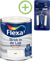Flexa Strak in de Lak Grondlak Binnen - Wit - 750 ml + Flexa Lakroller - 4 delig