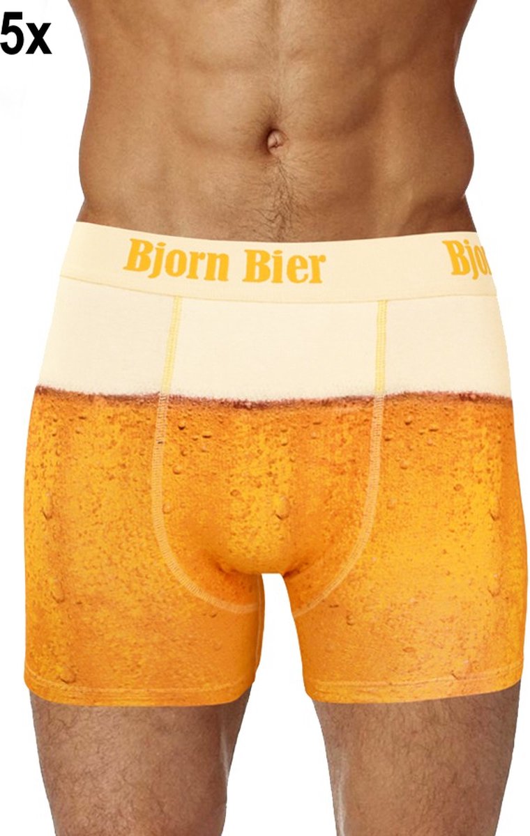 5x Boxer short Bjorn bier mt.M - ondergoed boxershort thema feest festival Bjorn Bier bierfeest apres ski