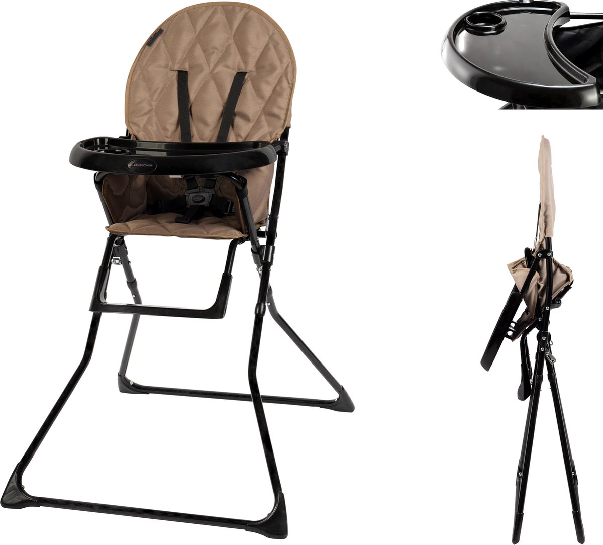 Chaise haute pliante pour bébé, chaise haute portable pliable pour salle à  manger avec plateau amovible et harnais à 5 points 