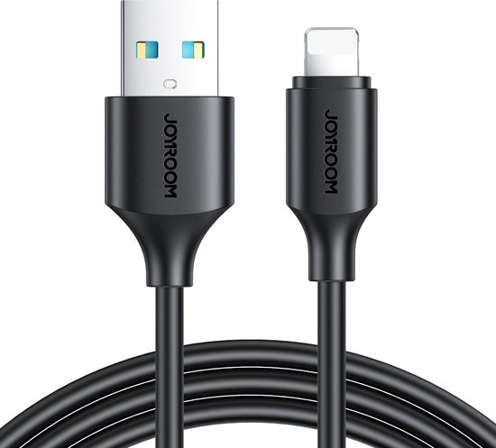 JOYROOM - USB-A naar Lightning kabel - Universele snel lader geschikt voor bijv. iPhone of andere toestellen met een Lightning aansluiting - 2 Meter - 2.4A - Zwart