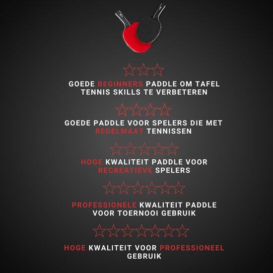 U Fit One Premium Tafeltennis Set met Opbergtas - 4 Tafeltennisbatjes - Table Tennis Rackets - Pingpong - Tafeltennisbat - 4 Batijes - 3 Star
