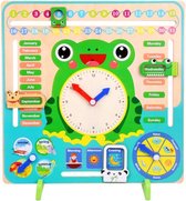 Buxibo - Horloge d'Apprentissage en Bois Coloré Grenouille - Horloge Jouet - Horloge Calendrier - Horloge d'Entraînement - Jouets éducatifs - Aide à l'Apprentissage - Multicolore