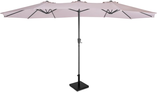 VONROC Premium Parasol Iseo - 460x270cm - Dubbele parasol - combi set incl. parasolvoet van 26 kg - Duurzaam - UV werend doek - Beige - Incl. beschermhoes