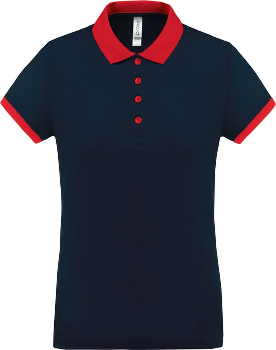 Damessportpolo 'Proact' met korte mouwen Sporty Navy/Red - XXL