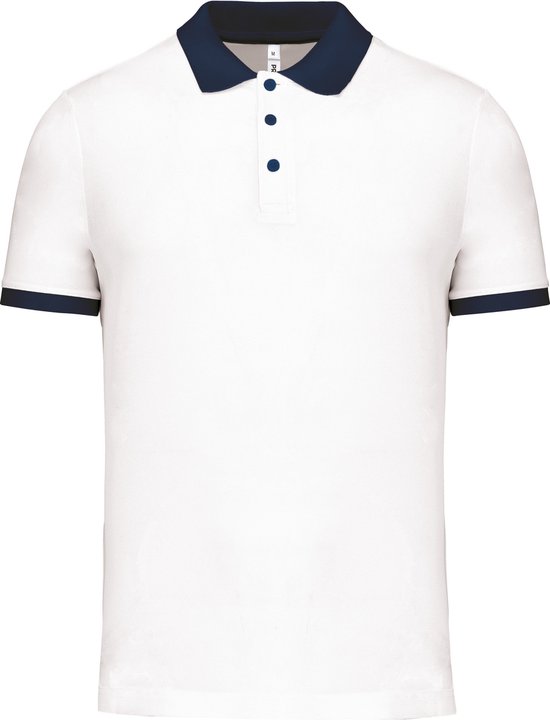 Herensportpolo 'Proact' met korte mouwen White/Sporty Navy - 3XL