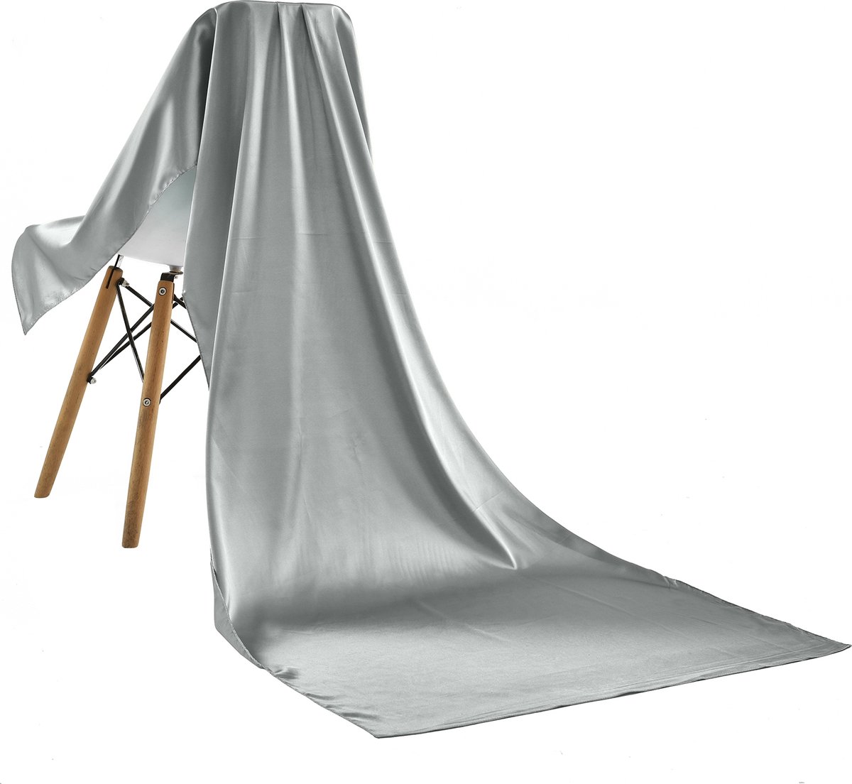 Emilie Scarves omslagdoek sjaal Lang Satijn - grijs zilver - 200*70CM