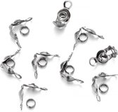 Knijpkralen Met Connector - Connector Sluiting Crimps Beads - Sieraden maken - 50 stuks - RVS - Zilver - 2.4mm x 2mm